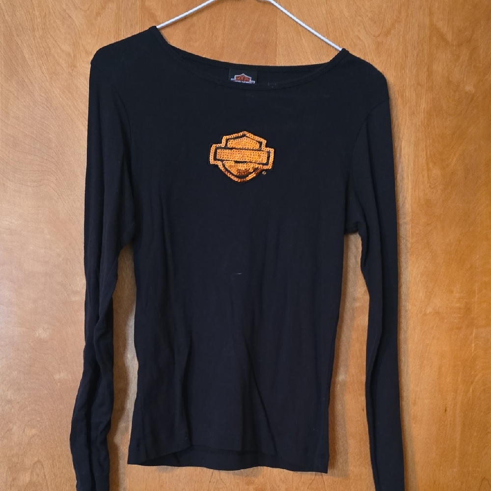 Harley-Davidson Black Shirt with Orange Logo